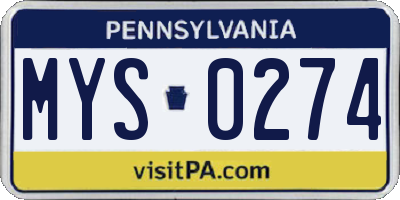 PA license plate MYS0274