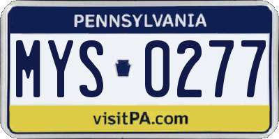 PA license plate MYS0277