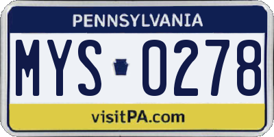 PA license plate MYS0278