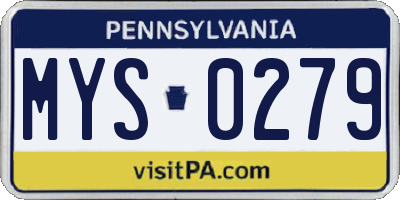 PA license plate MYS0279