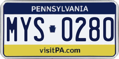 PA license plate MYS0280