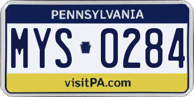 PA license plate MYS0284