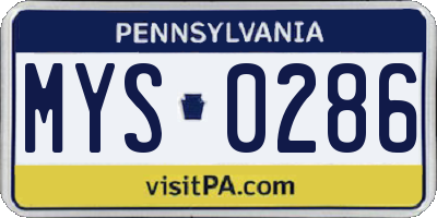 PA license plate MYS0286