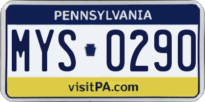 PA license plate MYS0290