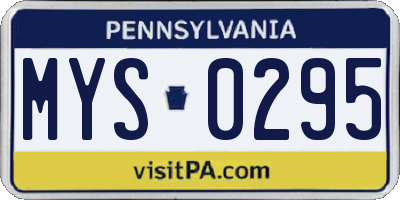 PA license plate MYS0295