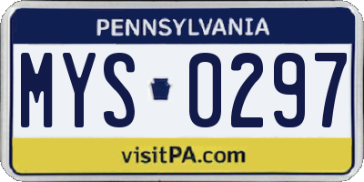 PA license plate MYS0297