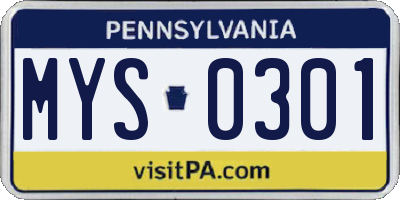 PA license plate MYS0301