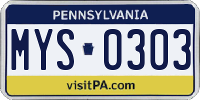 PA license plate MYS0303