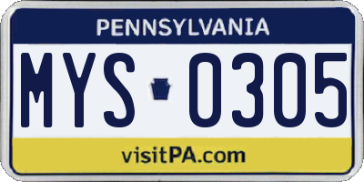 PA license plate MYS0305