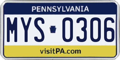 PA license plate MYS0306