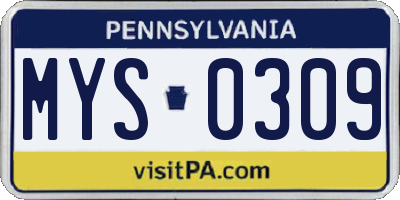 PA license plate MYS0309