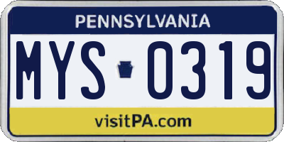 PA license plate MYS0319