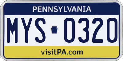 PA license plate MYS0320