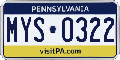 PA license plate MYS0322