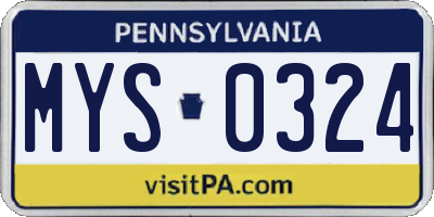 PA license plate MYS0324