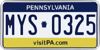 PA license plate MYS0325