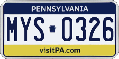 PA license plate MYS0326