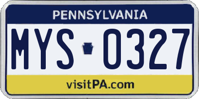 PA license plate MYS0327