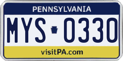 PA license plate MYS0330