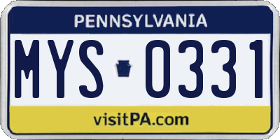 PA license plate MYS0331