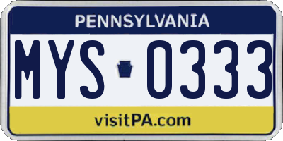 PA license plate MYS0333