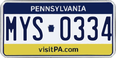 PA license plate MYS0334
