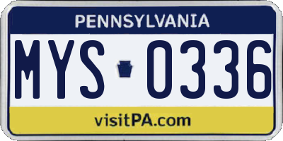 PA license plate MYS0336