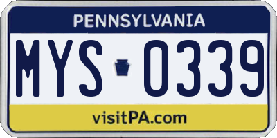 PA license plate MYS0339
