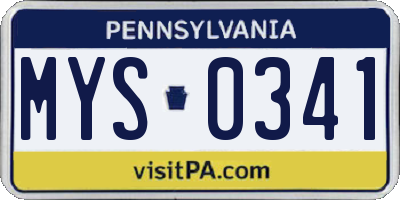 PA license plate MYS0341