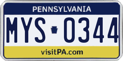 PA license plate MYS0344