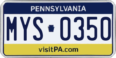 PA license plate MYS0350