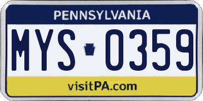 PA license plate MYS0359