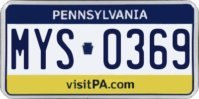 PA license plate MYS0369