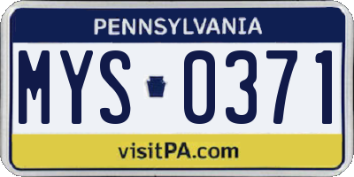 PA license plate MYS0371