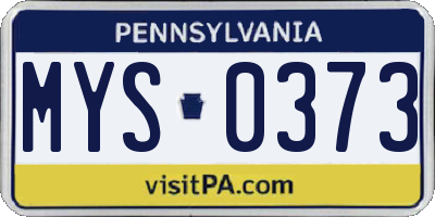 PA license plate MYS0373