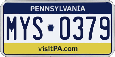 PA license plate MYS0379