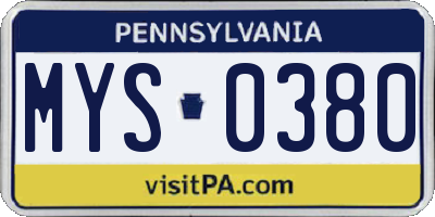 PA license plate MYS0380