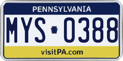 PA license plate MYS0388