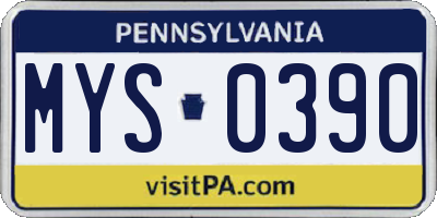 PA license plate MYS0390
