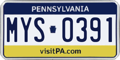 PA license plate MYS0391
