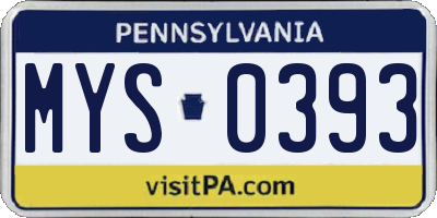 PA license plate MYS0393