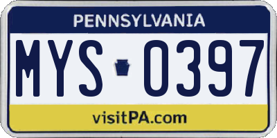 PA license plate MYS0397