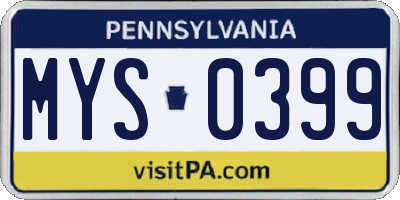 PA license plate MYS0399