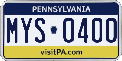 PA license plate MYS0400