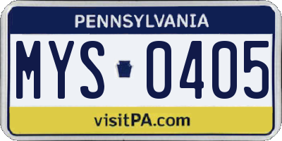PA license plate MYS0405