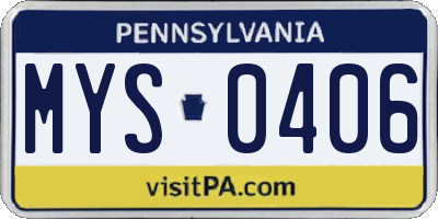PA license plate MYS0406