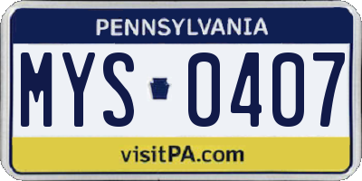 PA license plate MYS0407