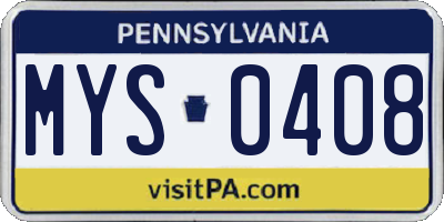 PA license plate MYS0408