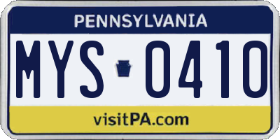 PA license plate MYS0410