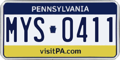 PA license plate MYS0411